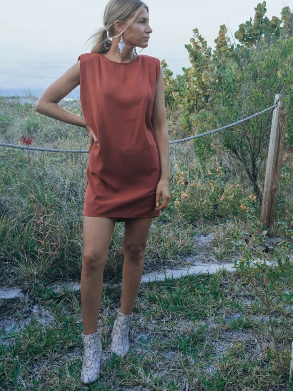 Sans Souci Rust Sleeveless Mini Dress